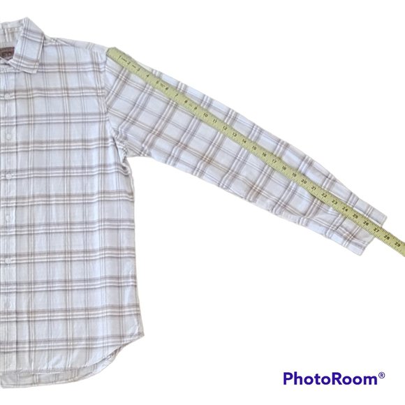 Vintage Red Brand Men's Neutral Button-Down Plaid Shirt with Graphic on Back - Picture 10 of 11